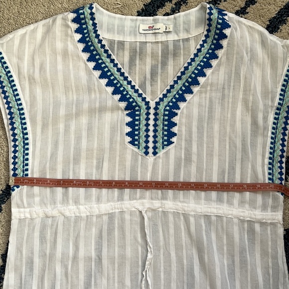 Vineyard vine Embroidered Striped Cotton Maxi Cover-Up Size L - Picture 6 of 10